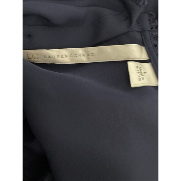 Lauren Conrad Large Blue Lace Detail Blouse Lightweight Feminine Romantic - Picture 12 of 15